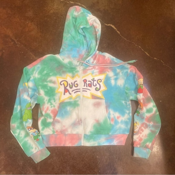 Vintage Tie Dye Nickelodeon Rugrats Zip Front Hoodie - Picture 1 of 6